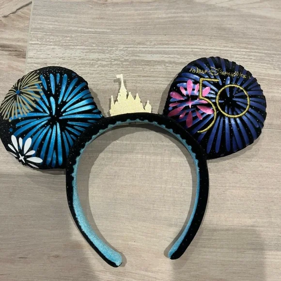 Disney Parks Mickey Main Attraction Ear Headband Cinderella Castle Fireworks - Picture 7 of 14